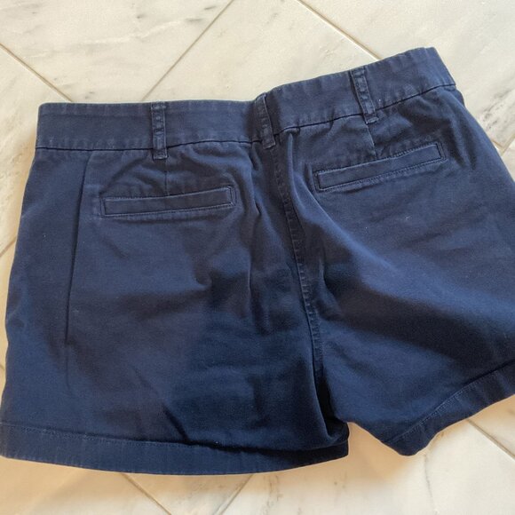 J.Crew size 8 Chino Cotton Twill Shorts Women Navy Blue Casual Pockets Zip Fly - Picture 4 of 5